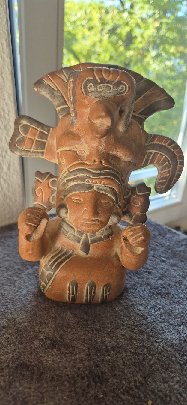 Skulpturen & Statuen: Azteken Tonfigur,, Antik-Stil, handgefertigt. – Gebraucht aus Basel von Waldfee06