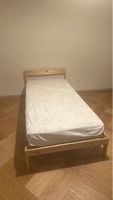 Single bed frame wooden light wood acceptable condition