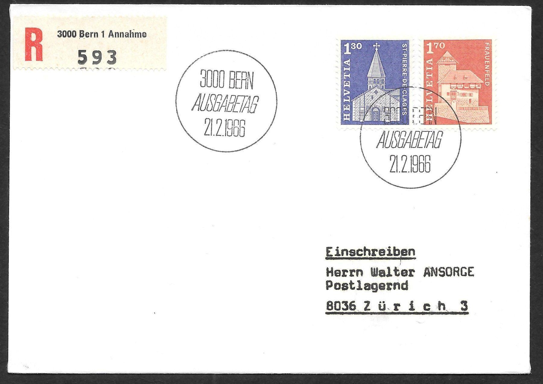 Tutti i francobolli: R-FDC Teilserie 421 + 423 ET 21.2.1966 – Nuovo (secondo la descrizione) da Olten venduto da clotaldi