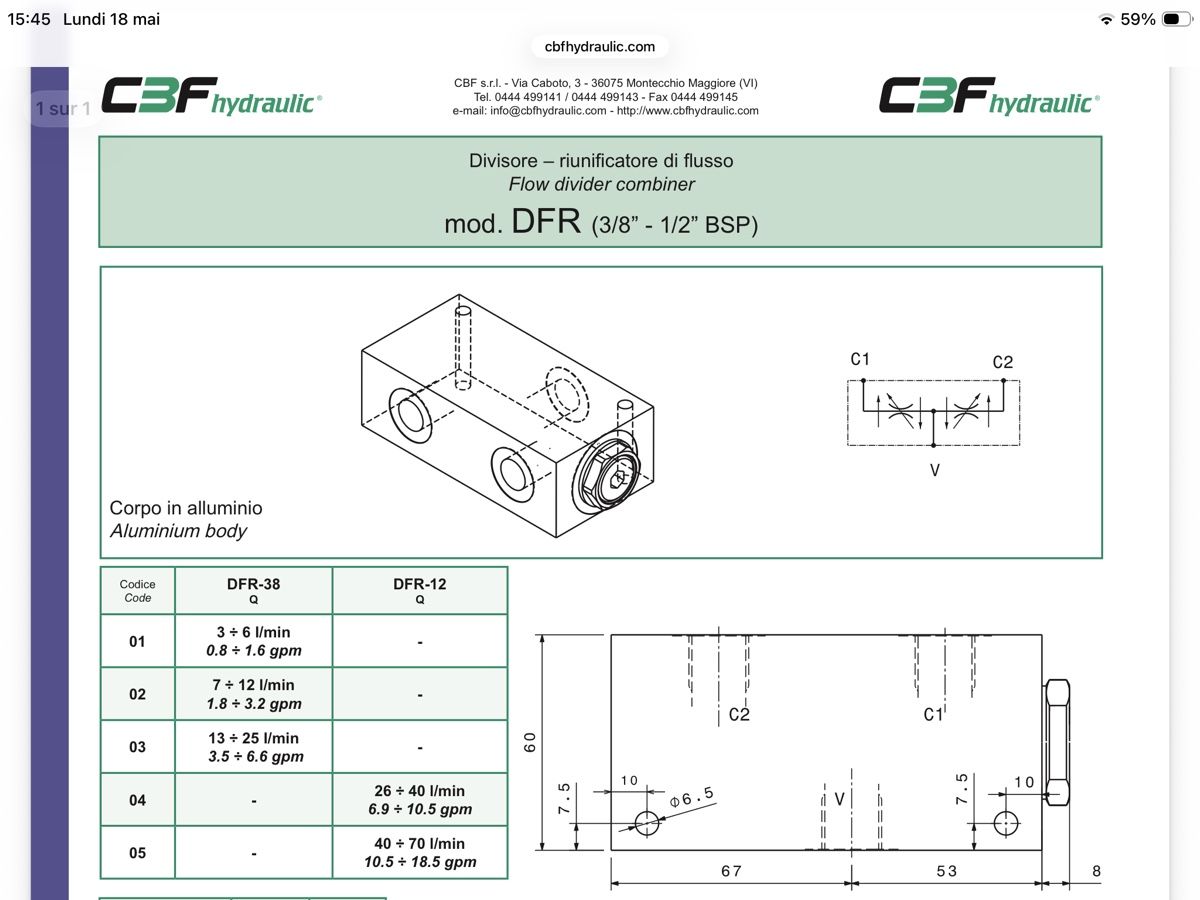Trattori:  hydraulischer Durchflussteiler  Diviseur de débit  – Usato da charrat venduto da DBblue4