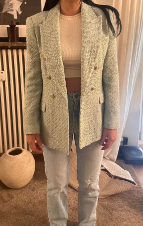 Zara Bouclé-Blazer helles Türkis – Gr. M