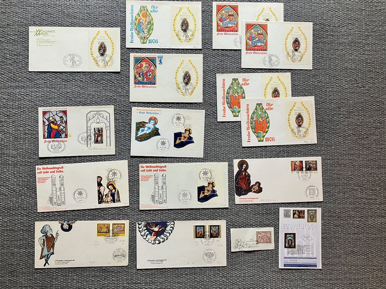 Alle Briefmarken: 15 Belege Weihnachten 1976-95 – Gebraucht aus Nesslau von zueri6