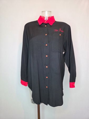 90er Bluse The Face schwarz rot 42