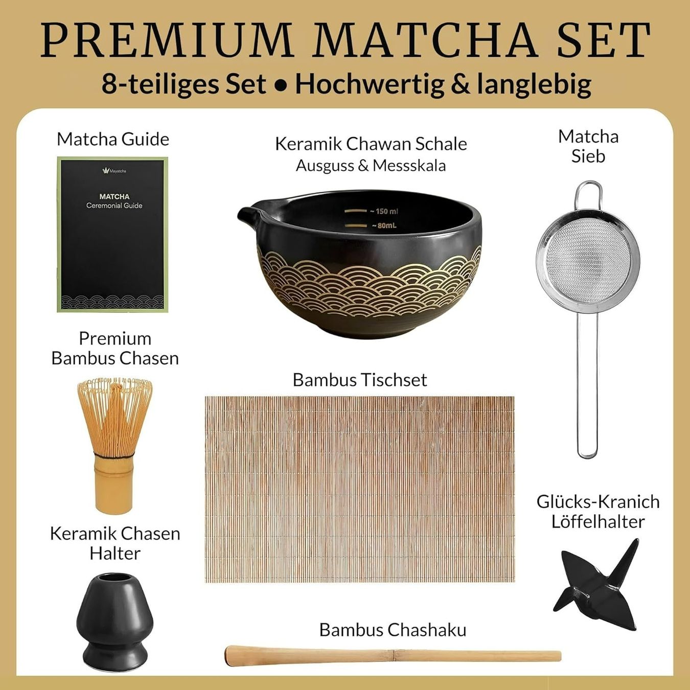 Set di piatti: Matcha Set 8-teilig mit Schale und Besen – Nuovo e nell'imballaggio originale da Suhr venduto da SchnapperCH 1