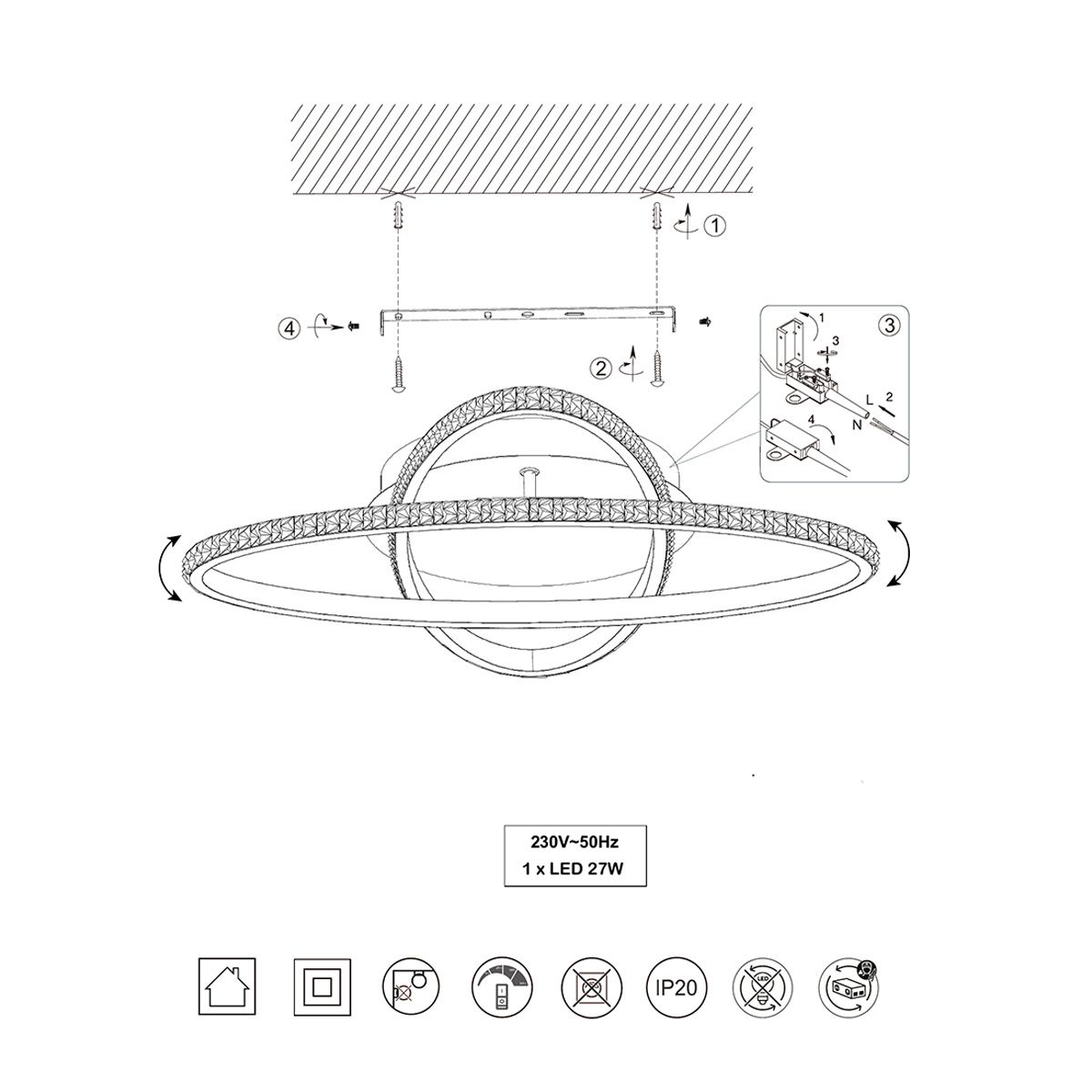 Lampadari & plafoniere: LED Deckenleuchte, Kristall, 58 cm Breit – Nuovo (secondo la descrizione) da Kreuzlingen venduto da Smart-Light 8