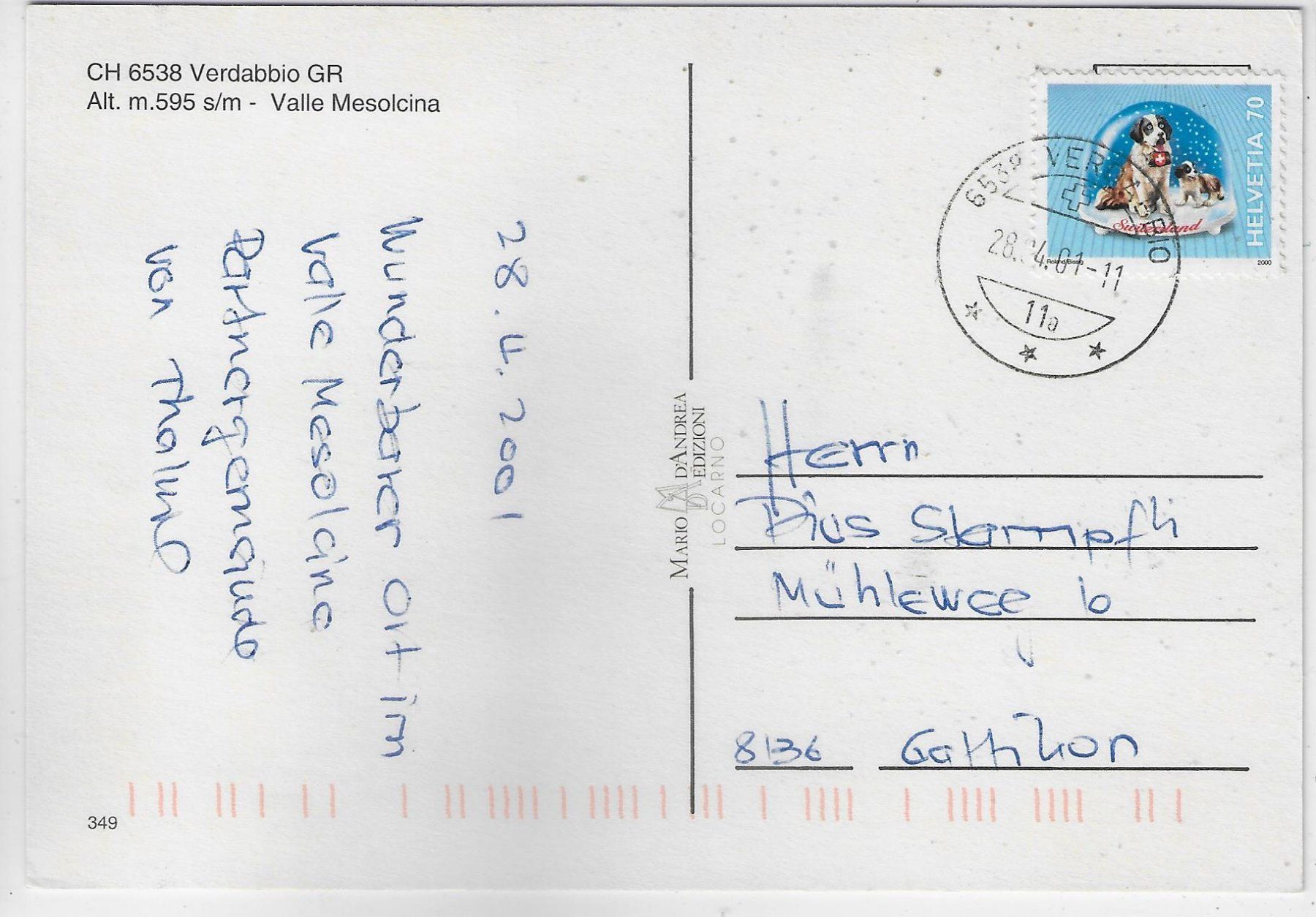 Cartoline postali: Verdabbio GR - Valle Mesolcina – Usato da Ettingen venduto da Kartenplanet 1