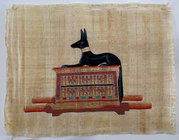 Ägyptischer weiße Papyrus Handgemalt Anubis - Sarkophag