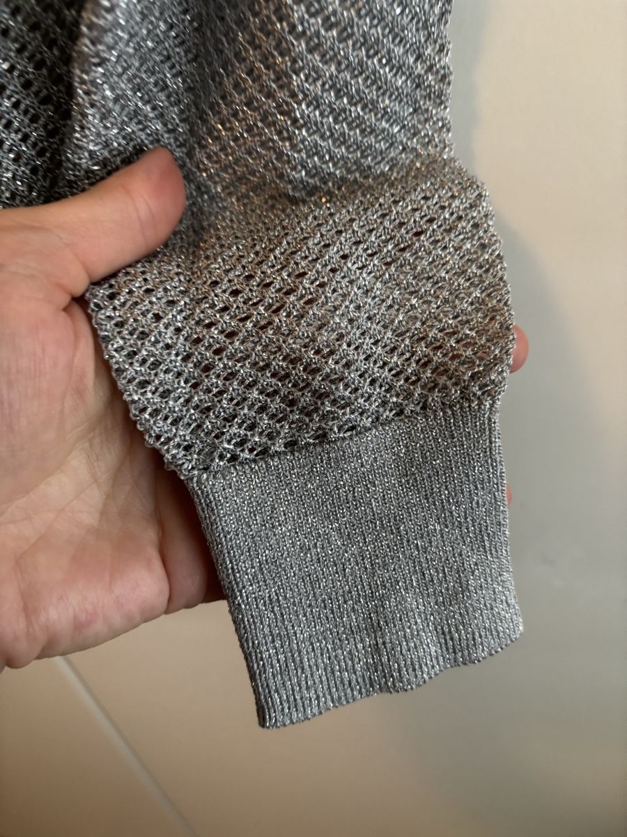 Michael Kors T-shirt: Michael Kors Silber Glitzer Oberteil gehäkelt Pullover Gr XS – Nuovo e nell'imballaggio originale da Winterthur venduto da NatMet11 3