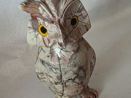 Eule Figur Speckstein wunder schön mit den Gelbe Auge siehe