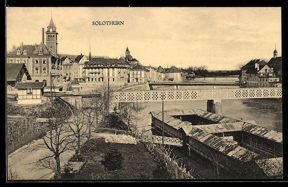 Ansichtskarten: Solothurn, Aare mit Brücke und Uferbaut – Gebraucht aus Berlin von bartko-reher