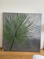 AUS ERBSCHAFT, Relief Bild Palmblatt aus Metall, 138X138