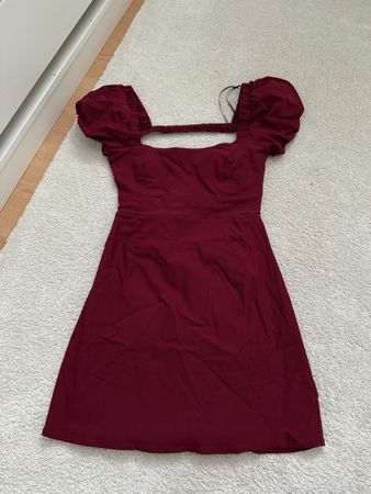 Damen Kleid weinrot rückenfrei