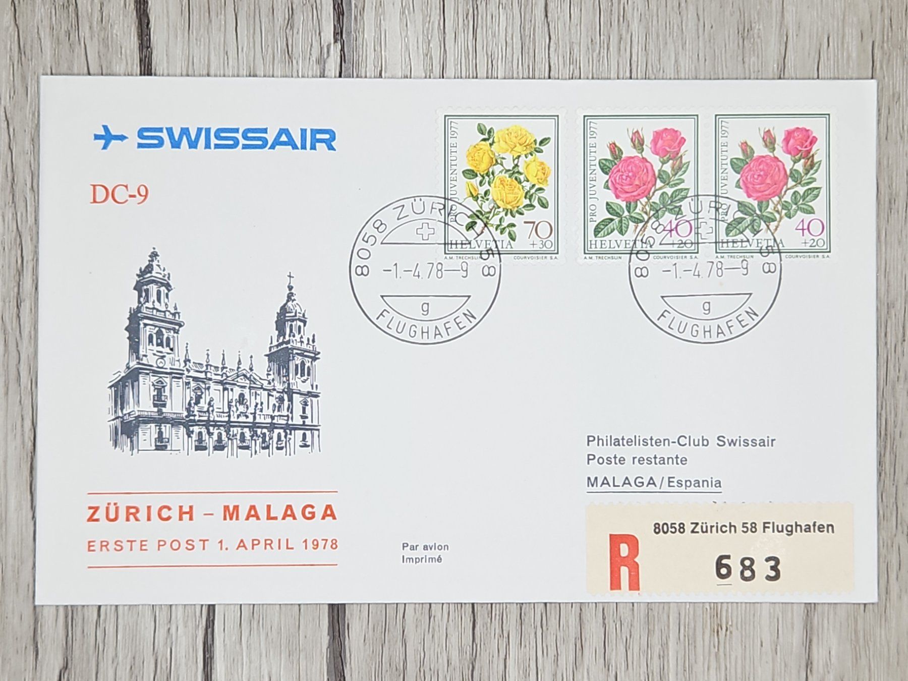 Alle Briefmarken: CL12 Enveloppe + Timbre Suisse 1978 Thème Aviation – Gebraucht aus Cousset von Patrick_Collections