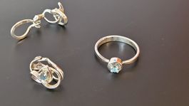 Ensemble bague et boucles d'oreilles argent