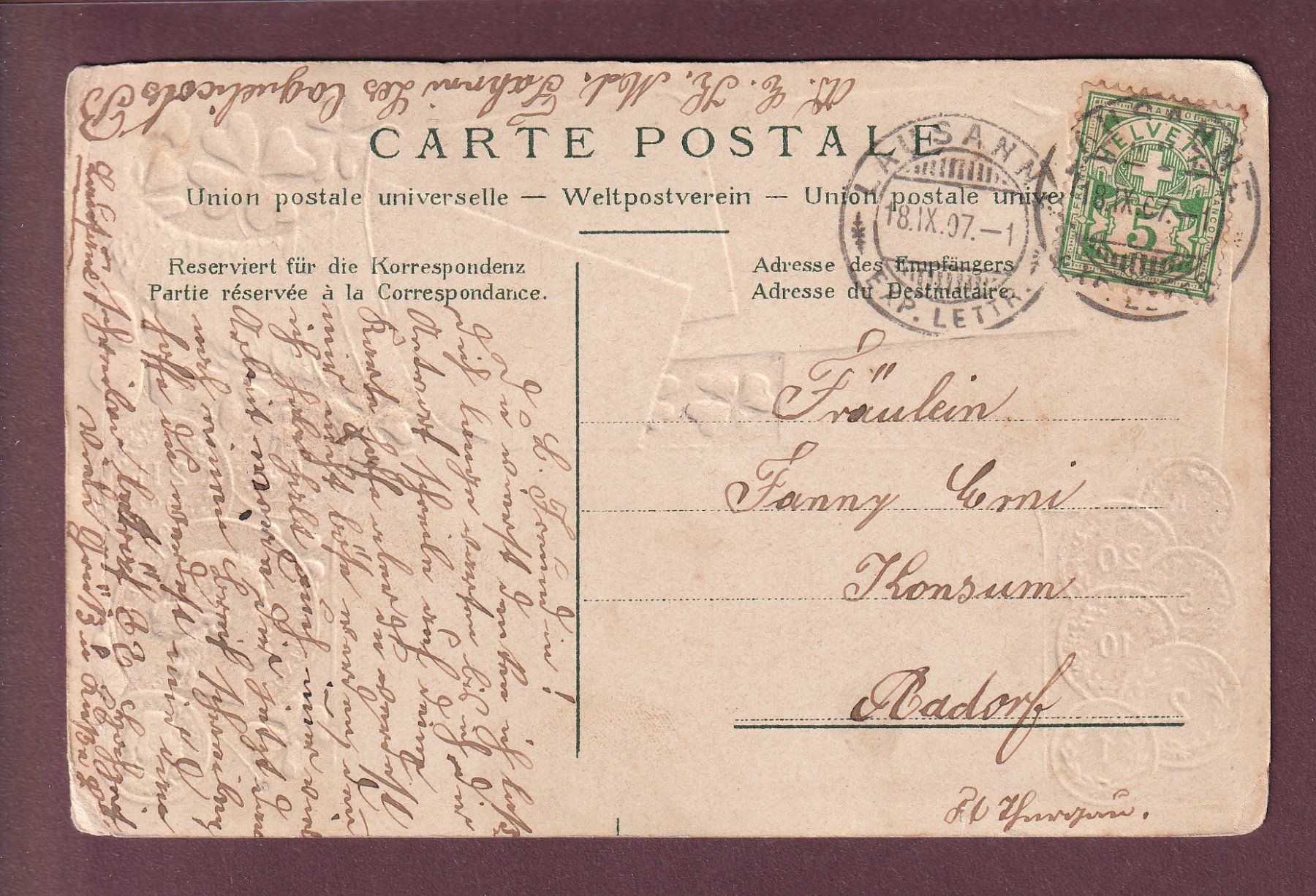 Cartoline postali: LAUSANNE - Hôtel des Postes - Argent - 1907 – Usato da Pully venduto da nicecards 1
