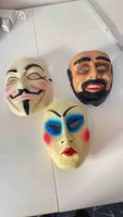 3 Masken Konvolut Herren Damen Fasching Kostüm
