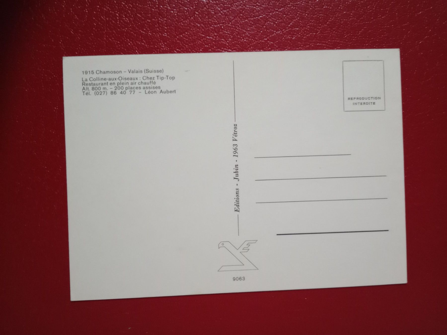 Cartoline postali: Chamoson Wallis Restaurant chez Tip-Top – Usato da Küttigen venduto da Melisch1000 1