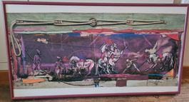 Gerahmter Kunstdruck Rolf Knie Zirkus Manege lila 55 x 3o cm