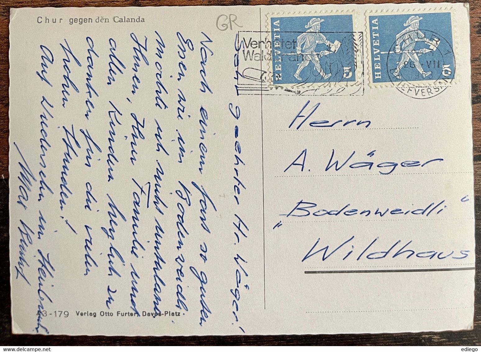 Cartoline postali: CHUR - GEGEN DEN CALANDA 1963 – Usato da Lutry venduto da Ediego 1