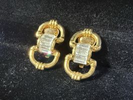Vintage-Ohrringe Cabouchon Paris – Goldfarben