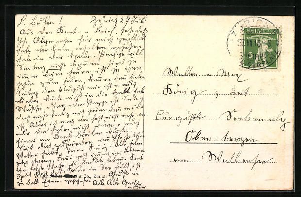 Cartoline postali: AK Zürich, Schipfe mit Booten, 1916 – Usato da Berlin venduto da bartko-reher 1