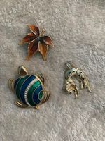 2 Broschen Set . Herbst-Blatt Schildkroete
