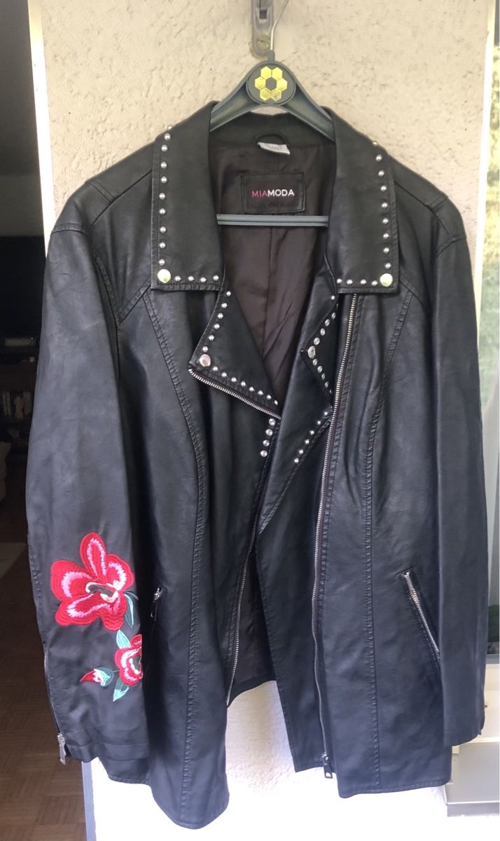 Giacche: Miamoda Lederjacke Schwarz bestickt – Nuovo (secondo la descrizione) da St.Gallen venduto da nitka.