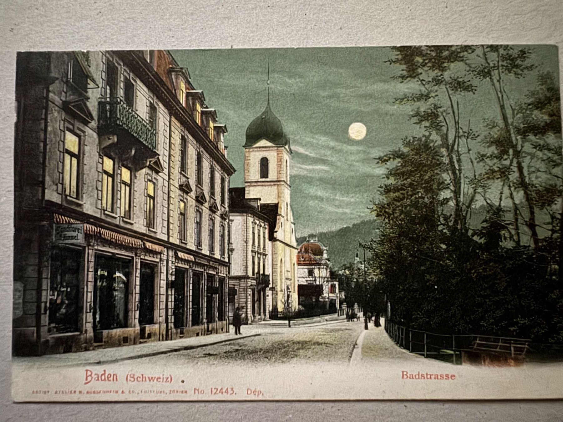 Cartoline postali: BADEN - Badstrasse / ref. Kirche 1905 - Ansichtskarte – Usato da Tegerfelden venduto da siebenmacky