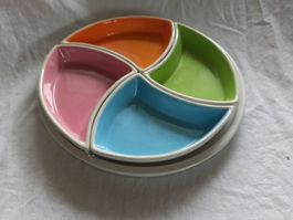 Plat apéritif rond multicolore en céramique