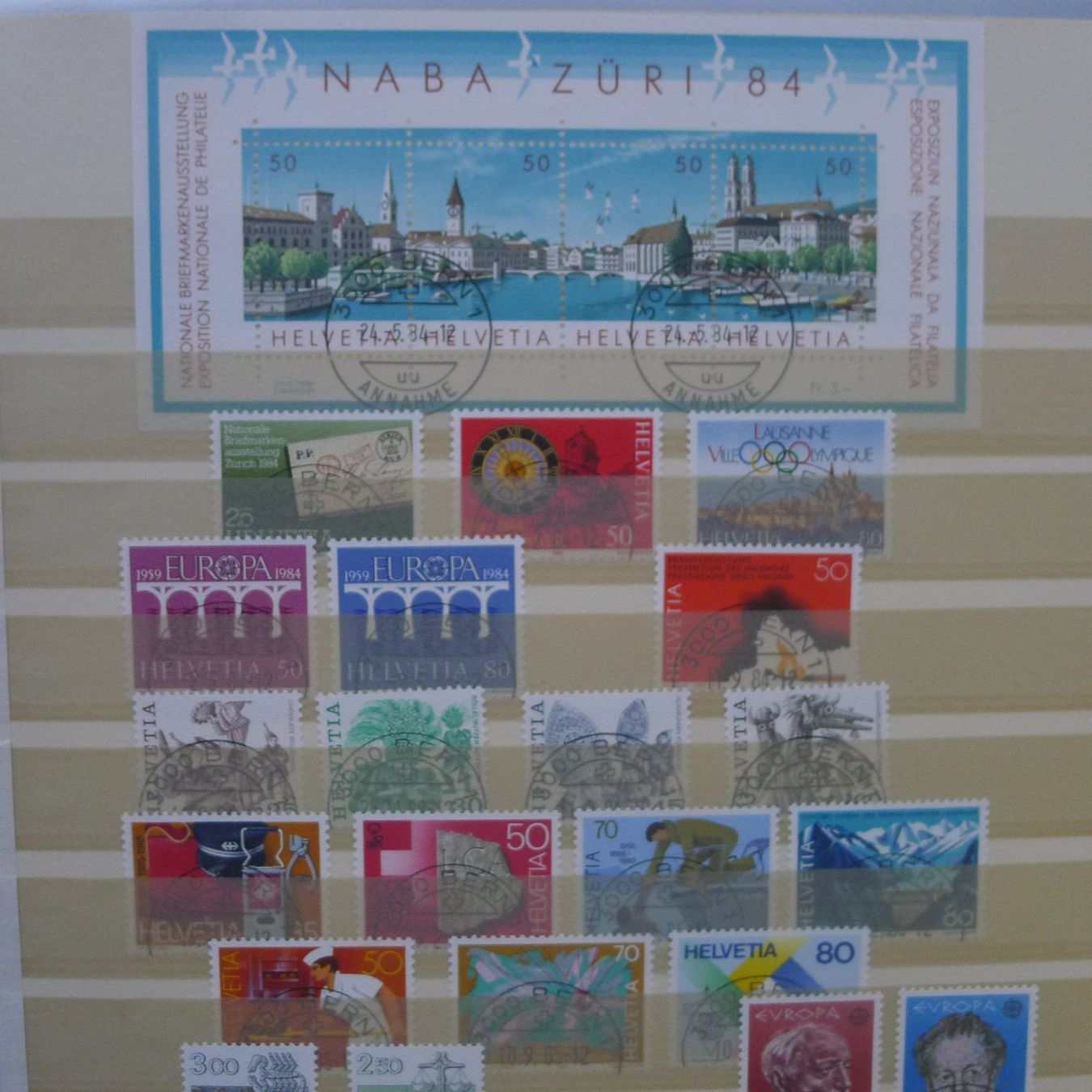 Tutti i francobolli: 1982-1994, Schweiz Sammlung mit ET-Halbmond-Stempel. – Usato da Sursee venduto da Luzernerraute 5