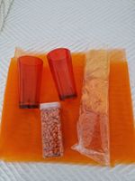 Organzastoff Deko, Gläser, Steine, Sisal in orange