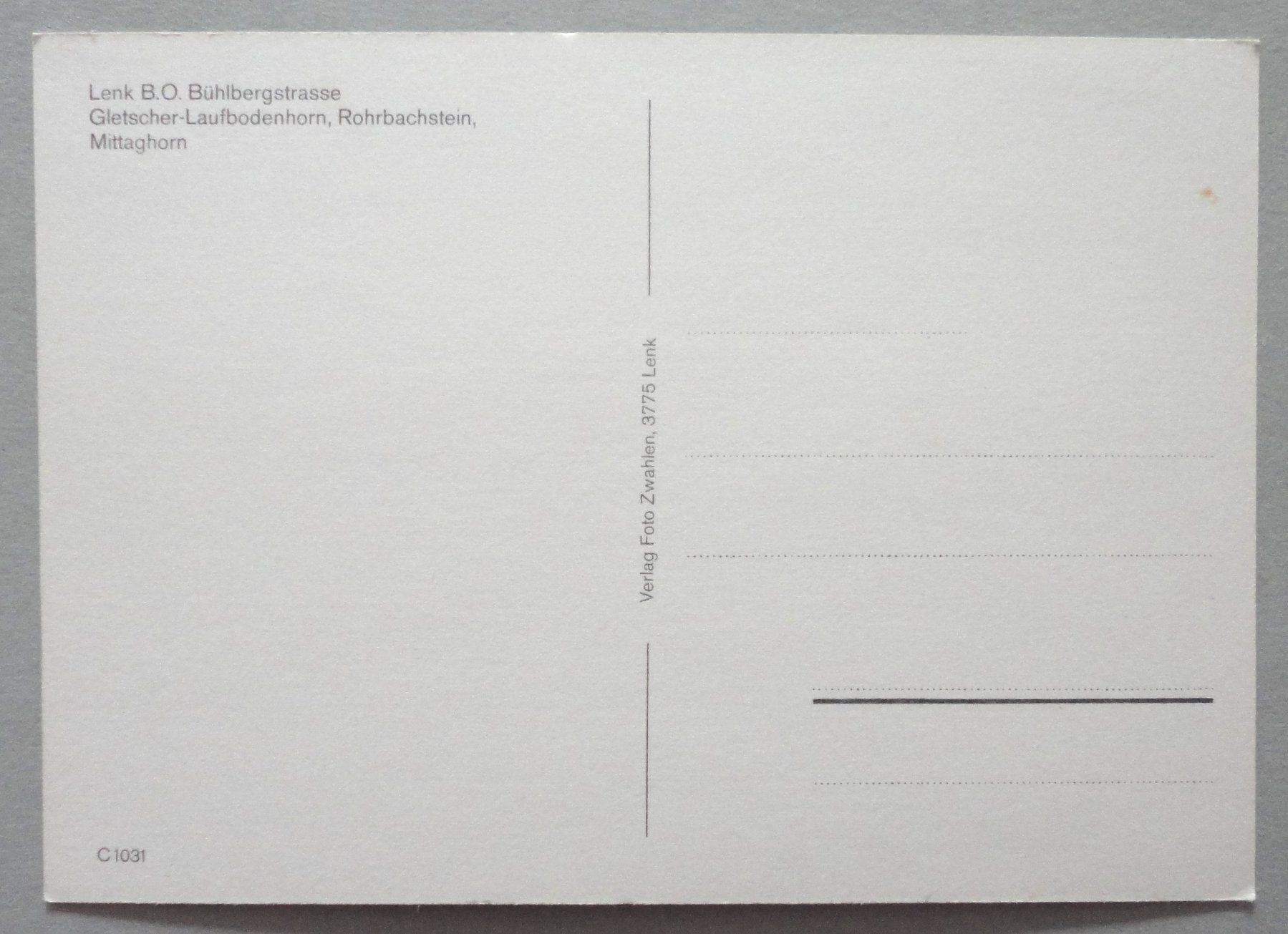 Cartoline postali: Lenk, Bühlbergasse, B.O. – Usato da Fétigny venduto da Billy2miny 1