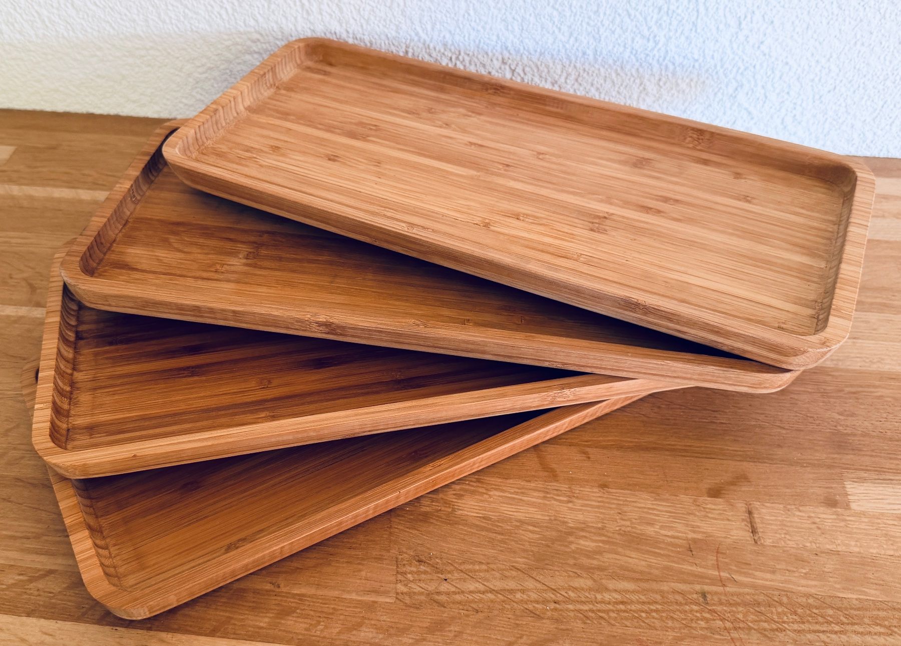 Servierplatten: BLOMUS - 4 Bambus Tablett Schalen Platte – Gebraucht aus Winterthur von Secondhand-Family