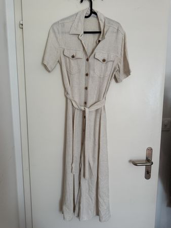 Leinenkleid beige, Grösse M, ideal für den Sommer!