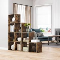 + Bücherregal Standregal Raumteiler 10 Fächer Treppenregal