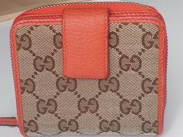 Gucci Portemonnaie Unisex Leder Canvas Braun-Orange