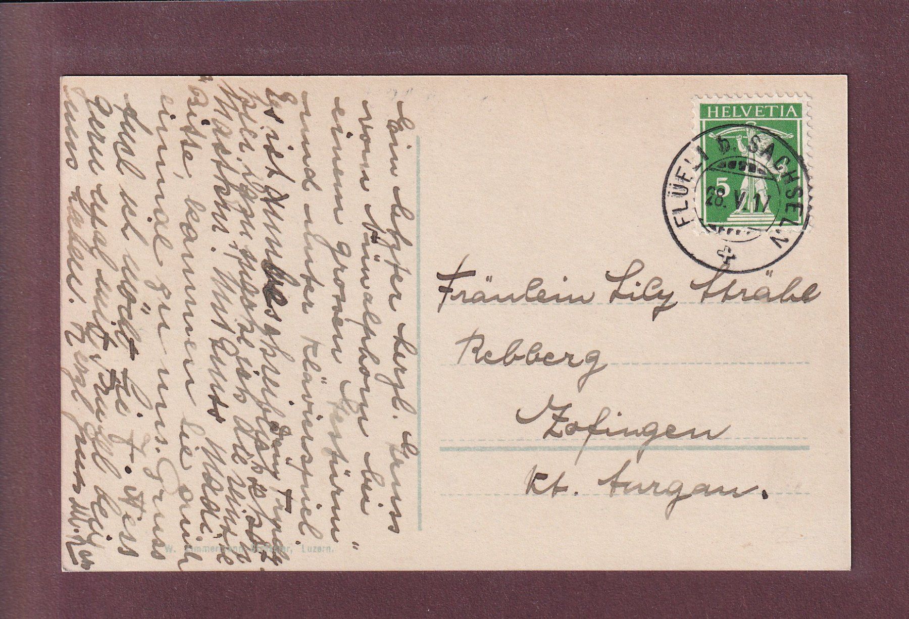 Cartoline postali: FLÜHLI-RANFT - 1917 – Usato da Pully venduto da nicecards 1