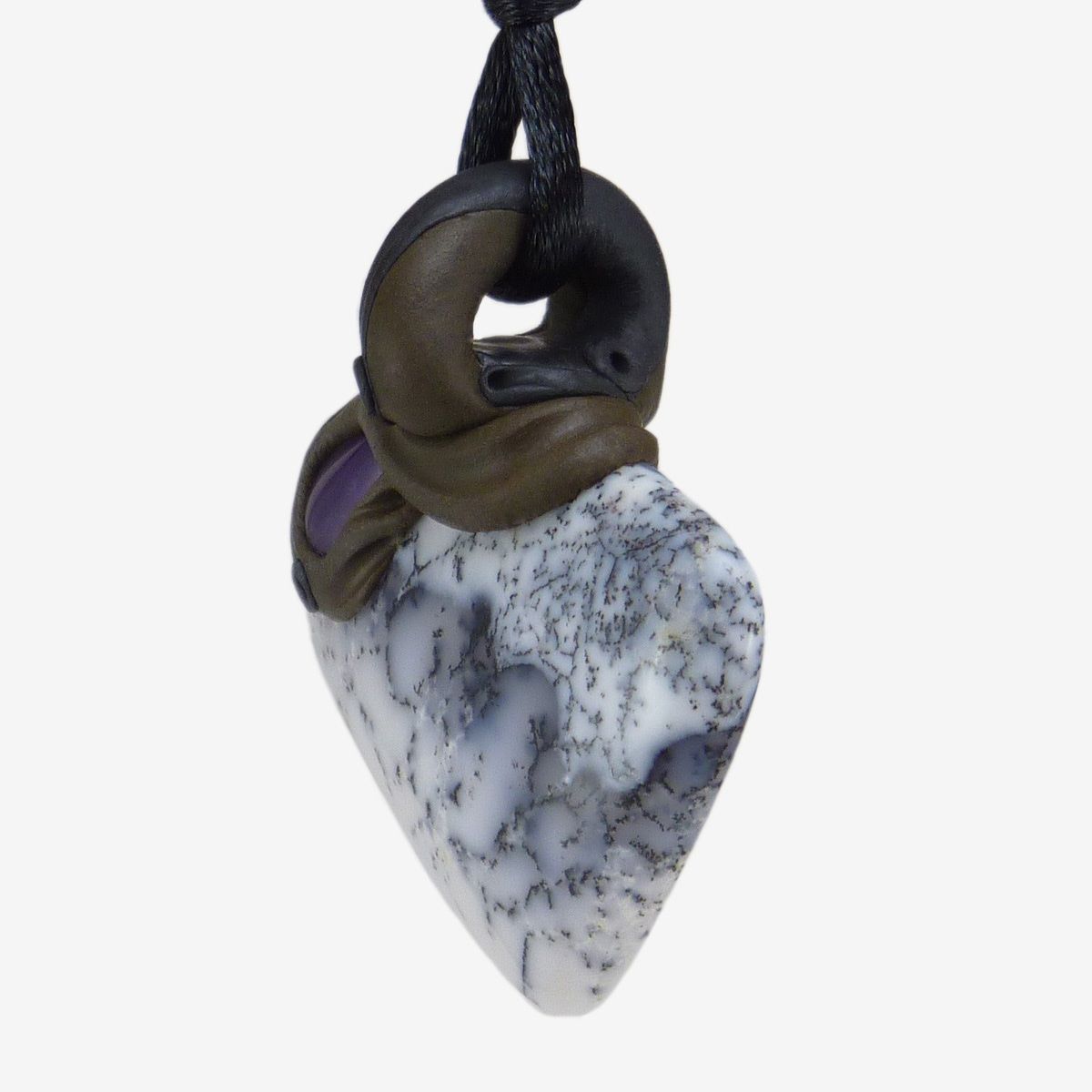 Edelsteine: Dendritenopal Steinanhänger mit eingefasstem Amethyst – Neu und originalverpackt aus Meilen von BYRD-Design 1
