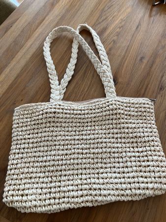 Handtasche, Strohoptik, 23/32 cm, Umhängetasche
