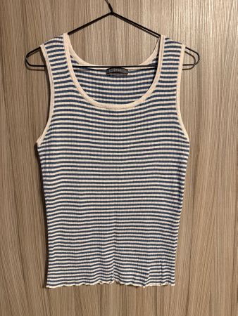 Nile Rippen Top blau beige gestreift Gr. L