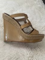 Christian Lauboutin Plateu Wedges Gr. 39 Brown Lack Leder