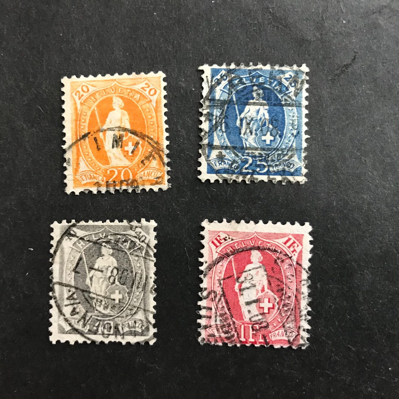 Tutti i francobolli: 94A, 95A,  97A, 99A, 1907, entwertet – Usato da Uitikon Waldegg venduto da Gooddeal05