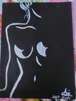 Dipinto moderno arte astratta nudo bianco nero originale ‪‪