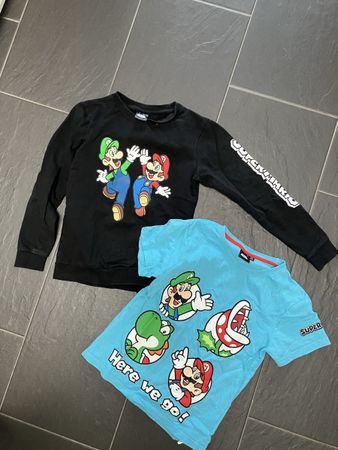 Super Mario Pullover und Tshirt 128, Pyjama 140