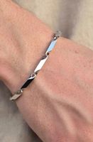 Bracciale a catena in acciaio inox colore argento nuovo 21cm