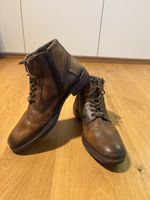Herren Boots Bugatti braun Leder Schnürung Reissverschluss