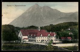 AK Sarnen, Kapuzinerkloster mit Bergpanorama