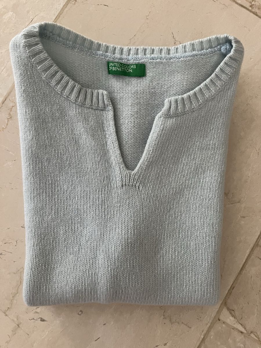 Benetton Gilets & Westen: eisblauer Pullunder, ärmelloser Pullover, Gilet XS Benetton – Gebraucht aus Jona von simsa02