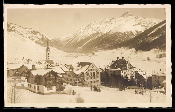 Cartoline postali: AK Zuoz, Ortspartie im Schnee – Usato da Berlin venduto da bartko-reher