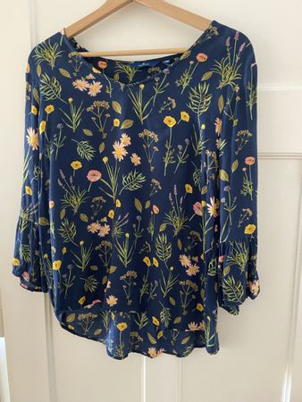 Damen Bluse Tom Tailor blau Blumenmuster Grösse 36